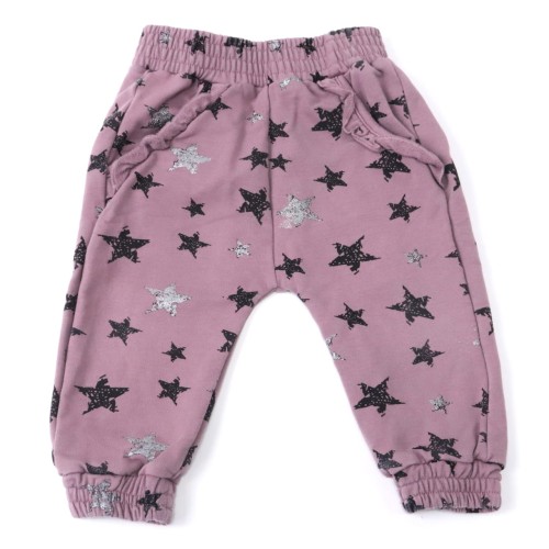 Spodnie dresowe Friends 68 cm brudny róż z gwiazdkami.JPG