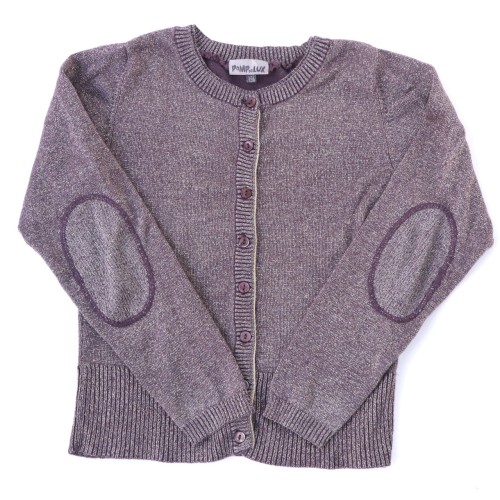 Cienki sweterek Pomp De Lux 122-128 cm brązowy ze złotą nitką.JPG