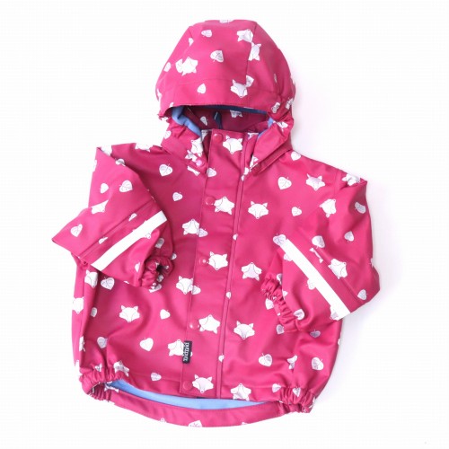 Kurtka gumowa PyttPytt roz.1 malinowe liski.JPG