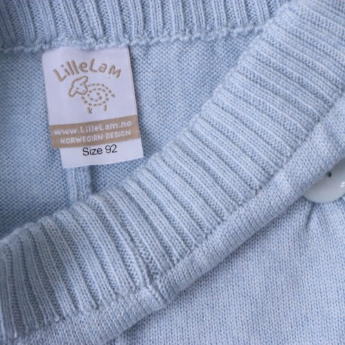 Krótkie sweterkowe spodenki Lillelam 92 cm niebieskie.JPG