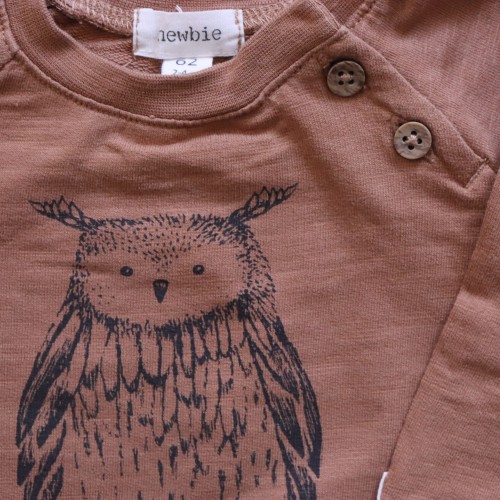 Cienka Bluza Newbie 62 cm brązowa sówka.JPG