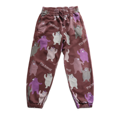 Spodnie dresowe Lindex 128 cm brązowe misie.png