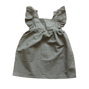 Sukienka MeMini 116 cm zielona z lnem