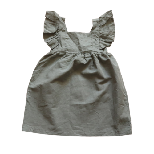 Sukienka MeMini 116 cm zielona z lnem.png