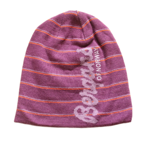Czapka Bergans one size Beanie fioletowe paski.png