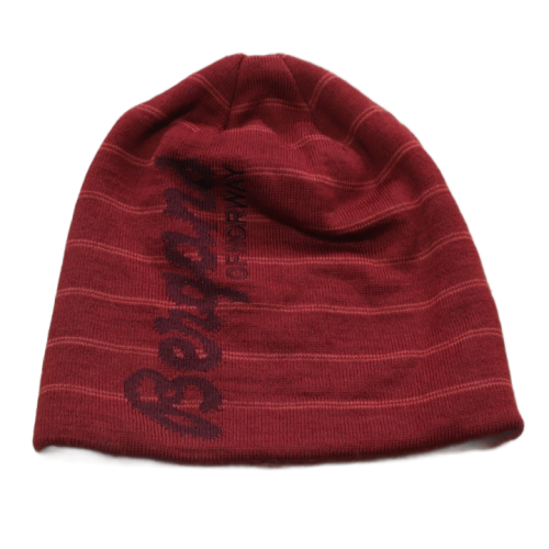 Czapka Bergans one size Beanie bordowe paski.png