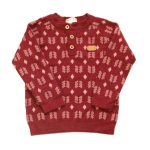 Sweter Voksi 98-104 cm bordowe wzorki