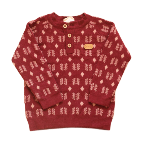 Sweter Voksi 98-104 cm bordowe wzorki.png